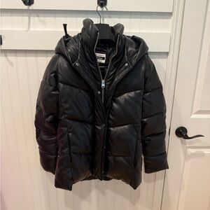 Vegan leather women’s Puffer Jacket